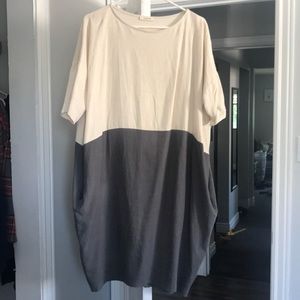 Linen Two Tone Midi Dress